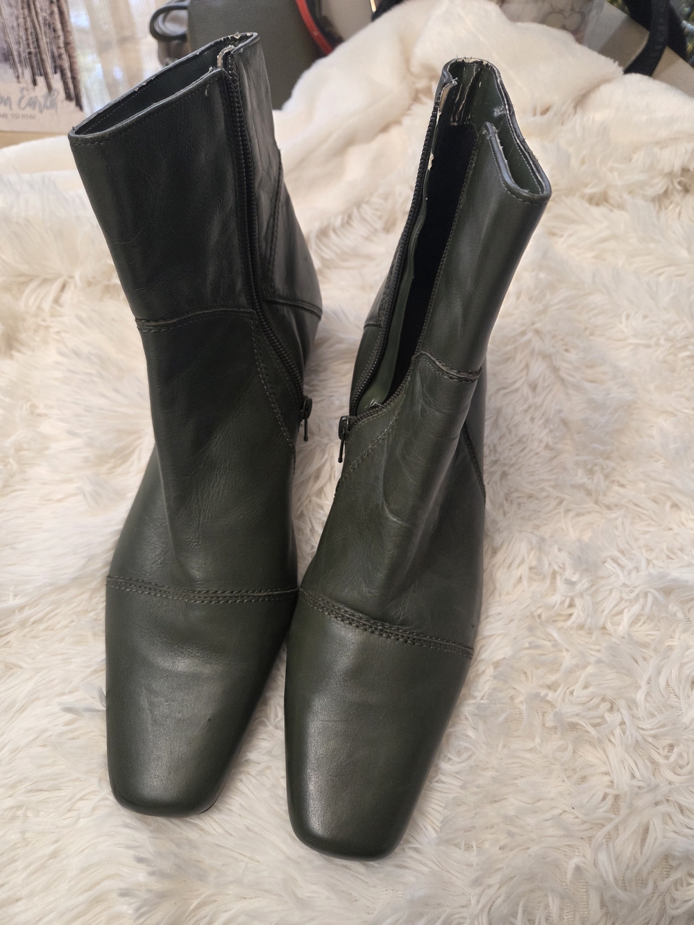 Women’s Olive Green Zip Ankle Booties